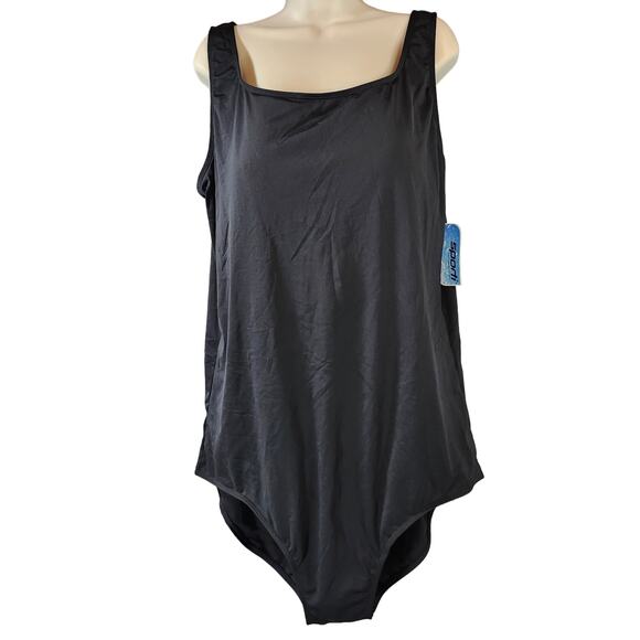 Sportek Women's Plus Size Black Onepiece Swimsuit Size 24 - Picture 1 of 11